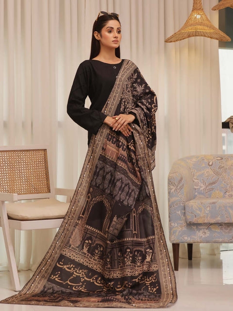 Taj Mahal Silk Dupatta (Black)