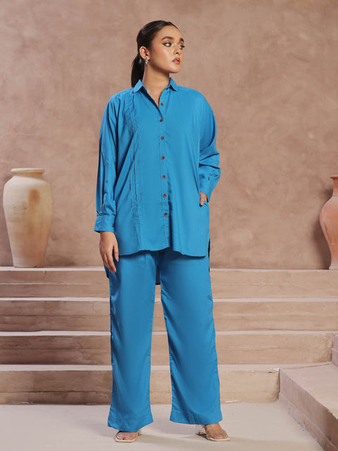 Veena Co-Ord Set (Ice Blue)