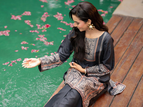 Noor e Shab | 2 Piece | Printed | Black