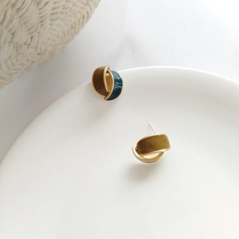 Two Tone Enamel Earrings