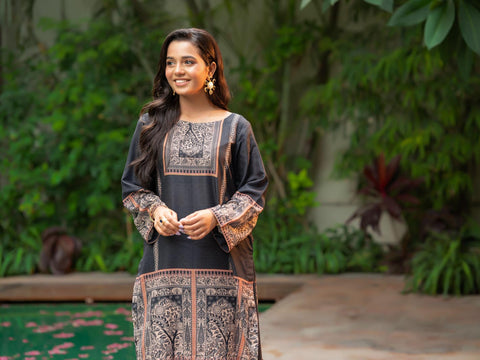 Noor e Shab | 2 Piece | Printed | Black