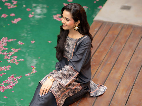 Noor e Shab | 2 Piece | Printed | Black