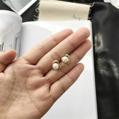 Pearl Heart Studs