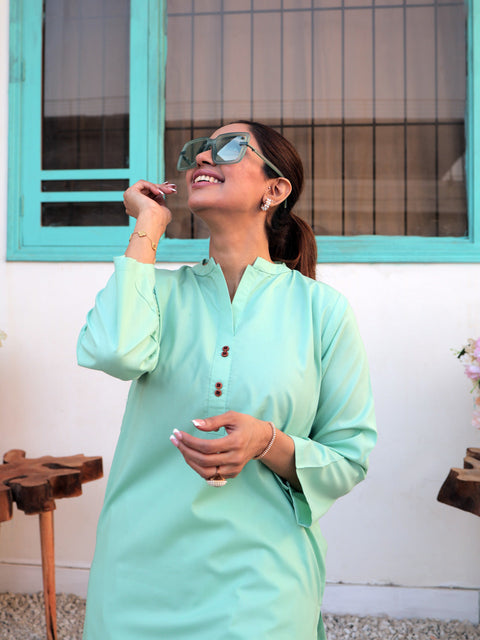 Haniya Co-Ord Set (Aqua Marine/Collar)