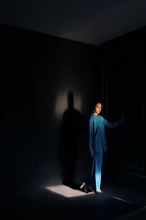 Veena Co-Ord Set (Ice Blue)