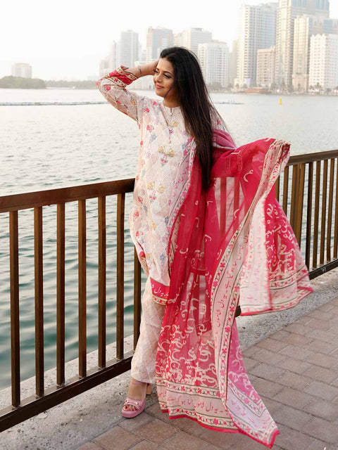 Noor Stitched 3 Pc (Beige)