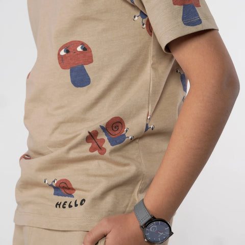 Boys Tan Printed Tee
