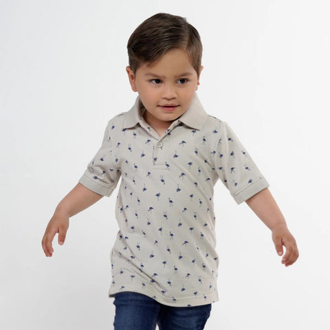 Stone Flamingo Printed Polo