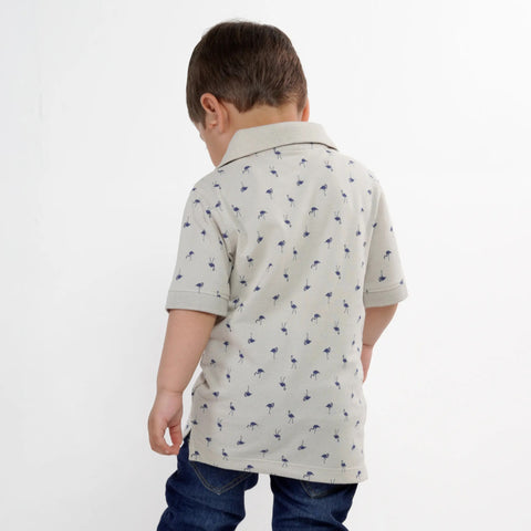 Stone Flamingo Printed Polo