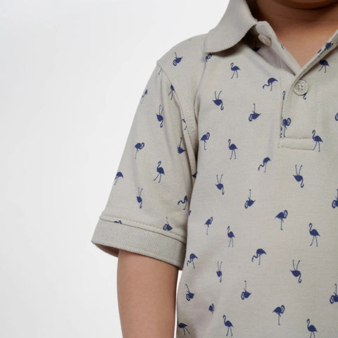 Stone Flamingo Printed Polo