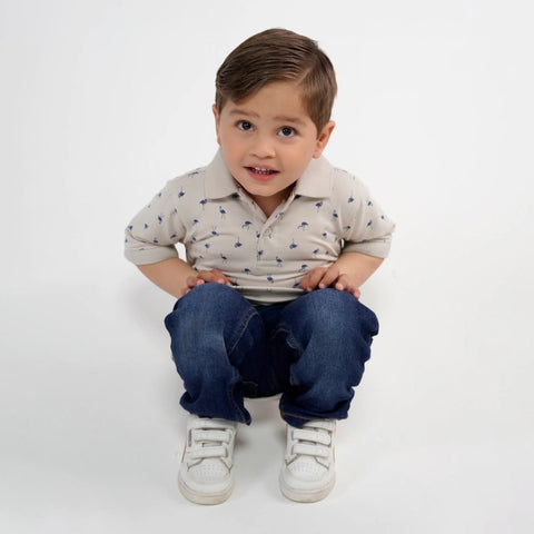 Stone Flamingo Printed Polo