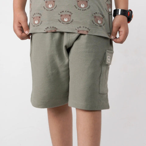 Olive Texture Cargo Shorts