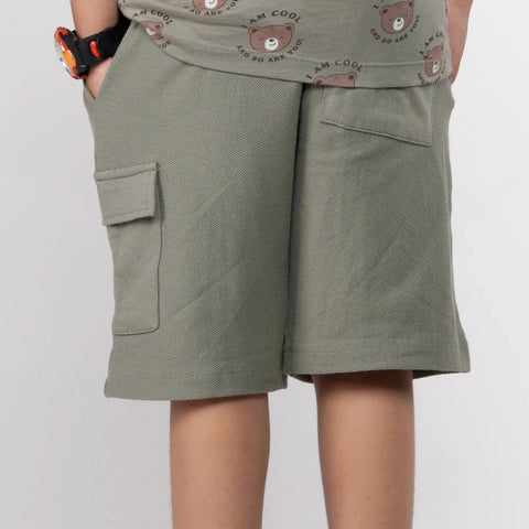 Olive Texture Cargo Shorts