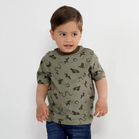 Olive Green Printed Tee