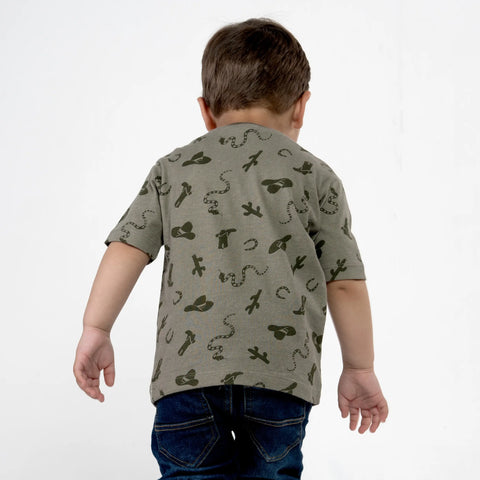 Olive Green Printed Tee