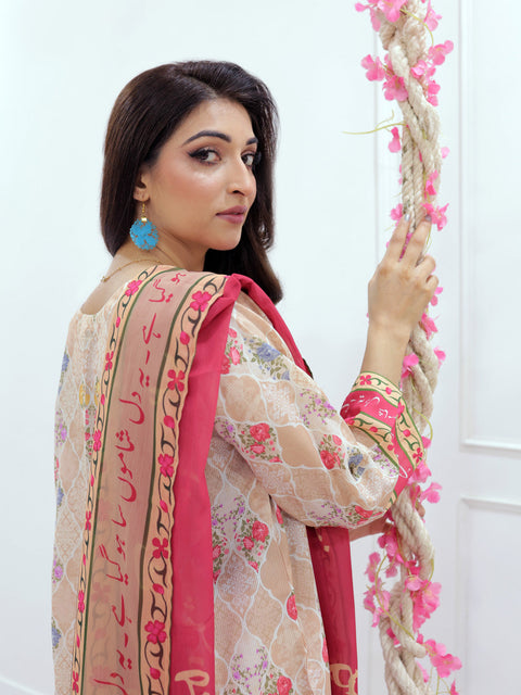 Noor Stitched 3 Pc (Beige)