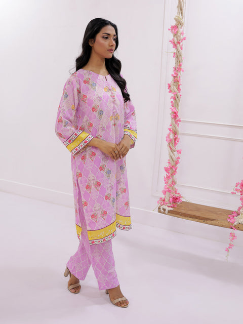 Noor Stitched 3 Pc (Voilet Pink)