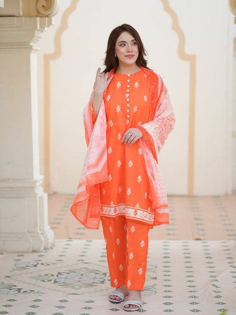 Rang 3 Piece Stitched Orange