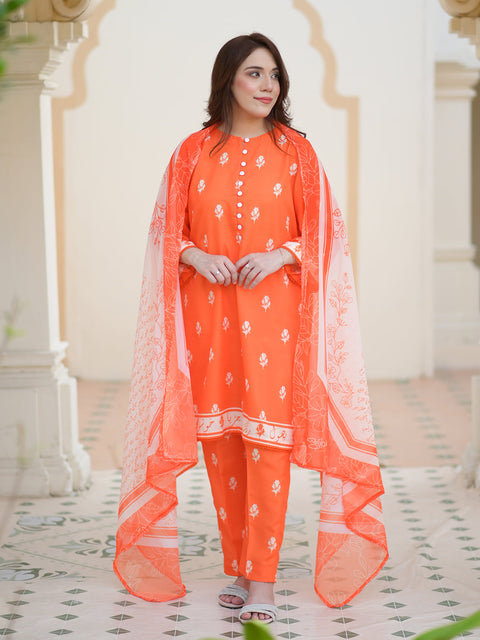 Rang 3 Piece Stitched Orange