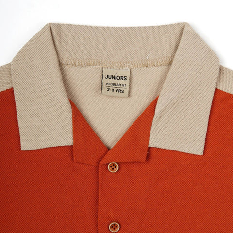 Rust/Beige Cuban Collar Shirt