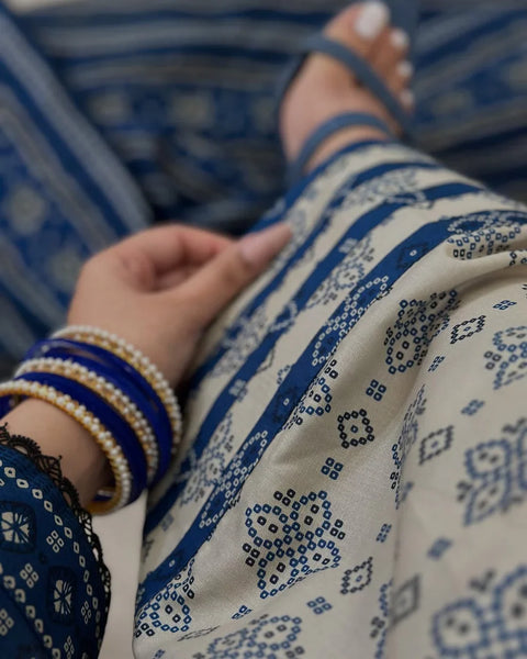 Ajrak Blue (Digital 3 Pcs)