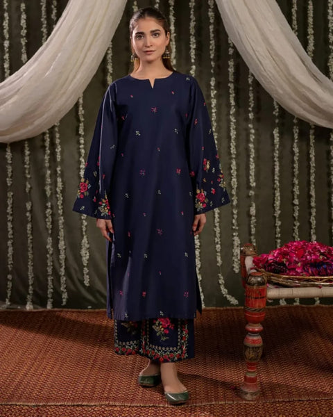 Bright Blue ( Embroided 2 PCs)