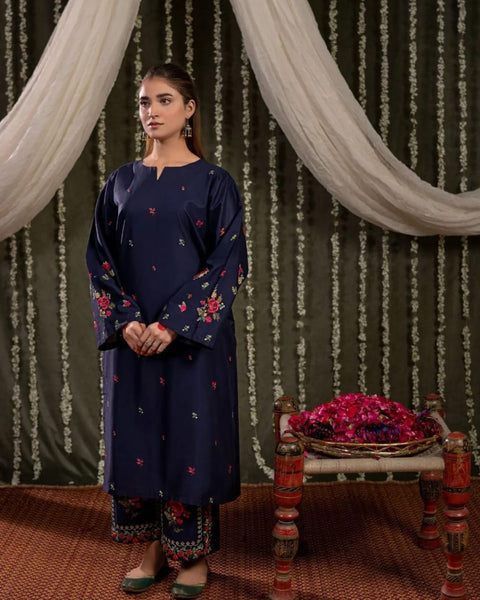 Bright Blue ( Embroided 2 PCs)