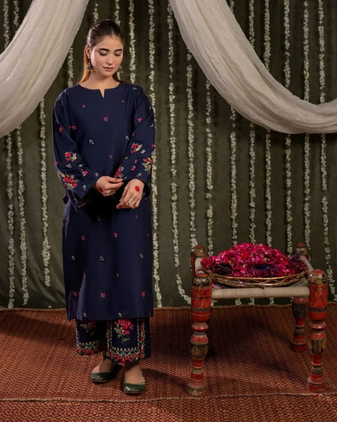 Bright Blue ( Embroided 2 PCs)