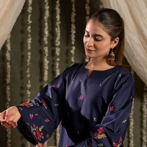 Bright Blue ( Embroided 2 PCs)