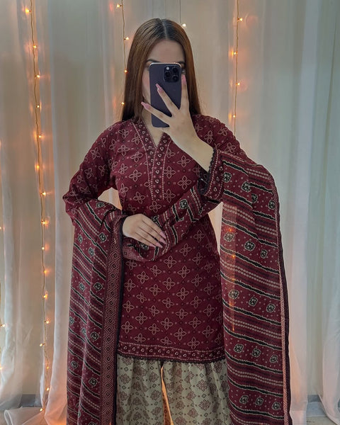 Ajrak Blue (Digital 3 Pcs)