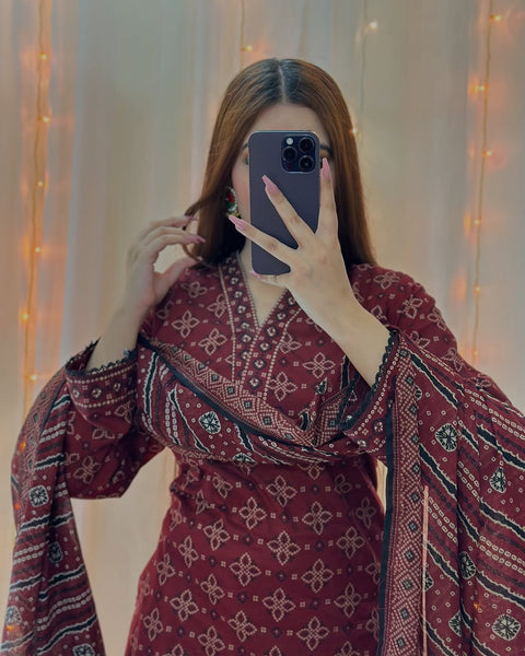 Ajrak Blue (Digital 3 Pcs)